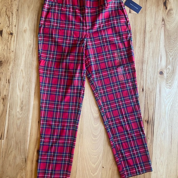Tommy Hilfiger Women's Red Plaid Pants - Picture 2 of 10